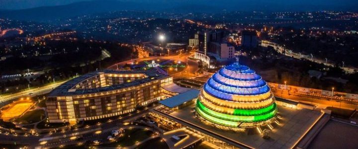 Aerial view of Kigali at night on a 2 Days Kigali City Tour